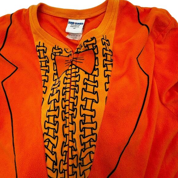 DUMB & DUMBER LARGE Orange Tuxedo Union Suit One Piece fleece Pajamas Lounge PJs - Picture 2 of 6